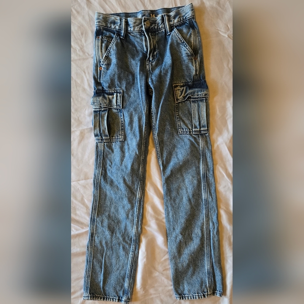 GAP Kids Blue '90s Original Straight 14 Slim Adjustable Waist Cargo Jeans